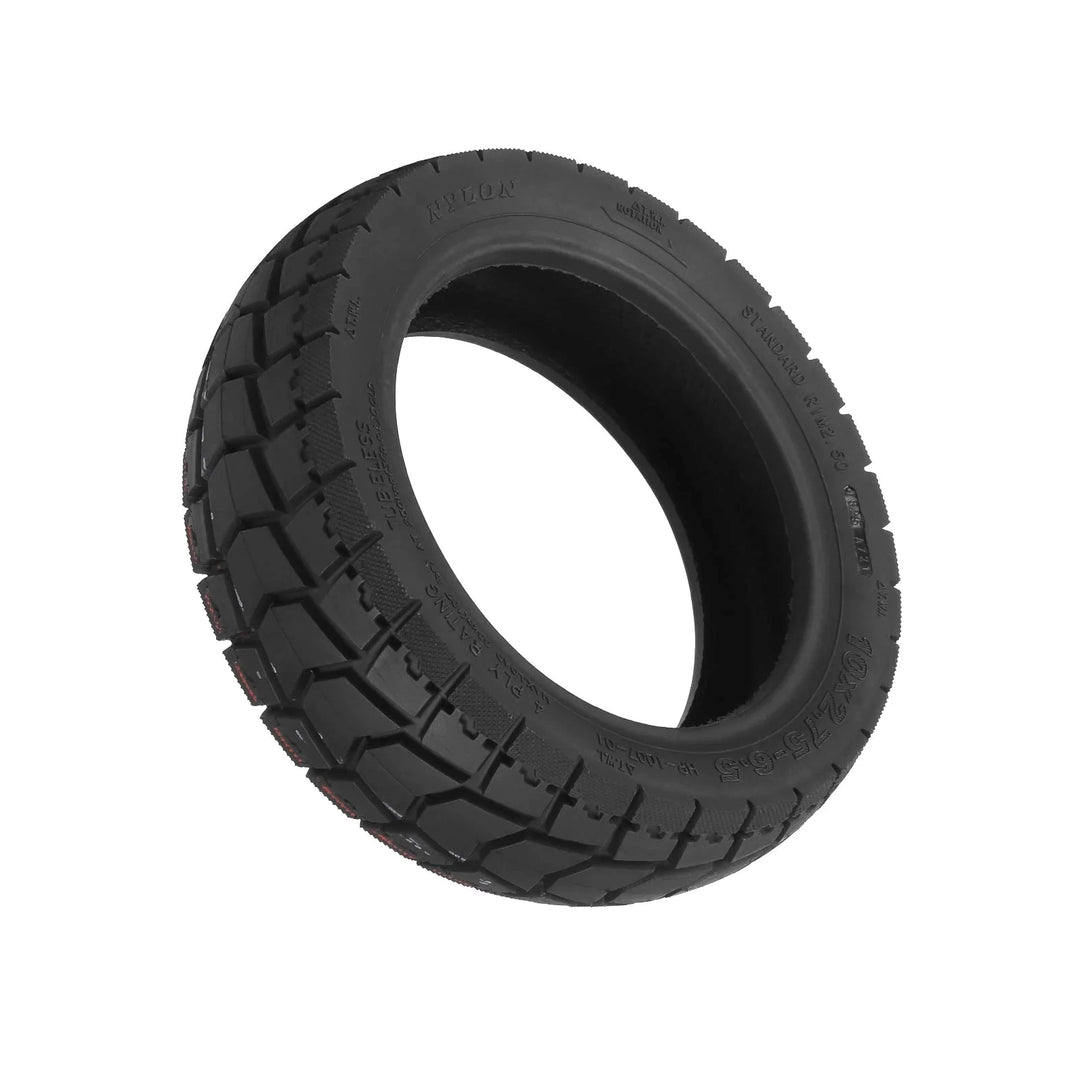 Angled view of ULIP tubeless scooter tyre showing tread profile and inner casing