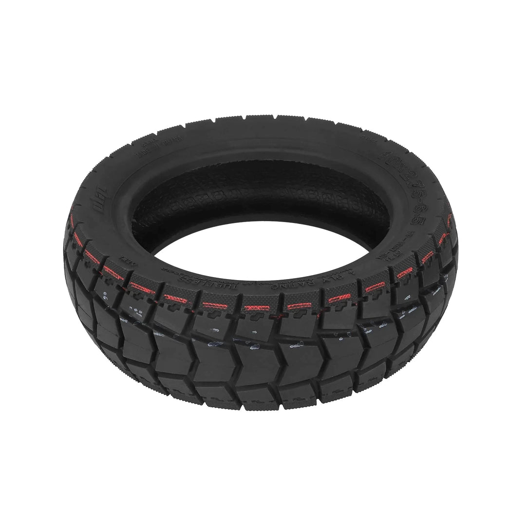 Close-up of ULIP hybrid tyre showing centre tread blocks and textured shoulders
