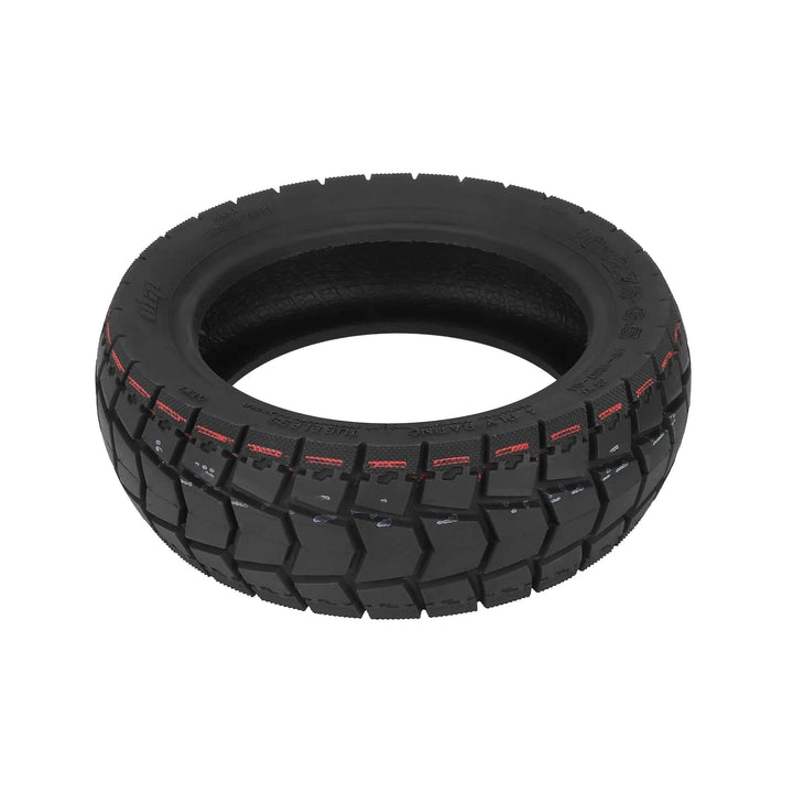 Close-up of ULIP hybrid tyre showing centre tread blocks and textured shoulders