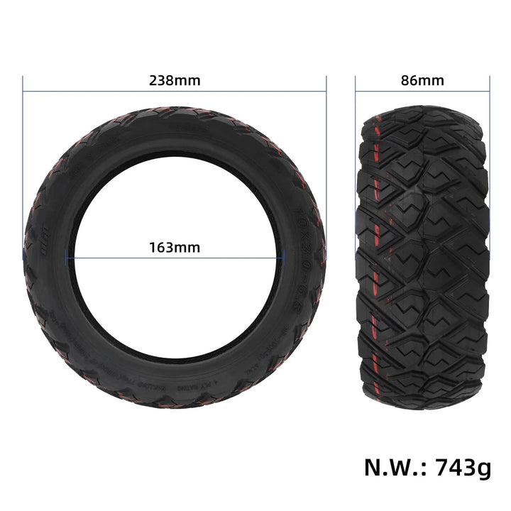 ULIP tyre dimensions showing 238 mm outer diameter, 86 mm width and 163 mm inner diameter