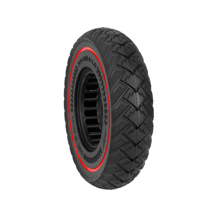 Front angled view of ULIP 200x50 solid tyre showing the off-road tread pattern