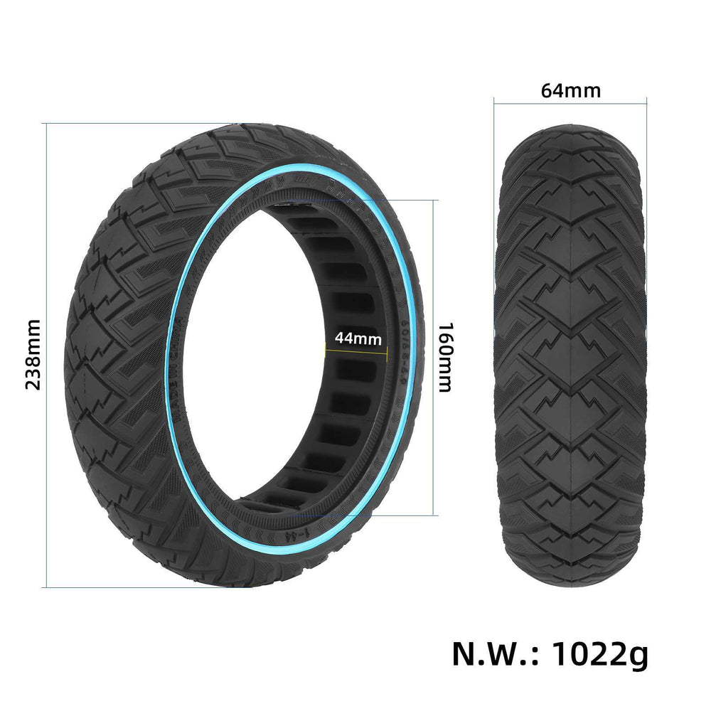 ULIP 60/65-6.9 solid honeycomb scooter tyre showing dimensions, 238mm diameter and 64mm width.