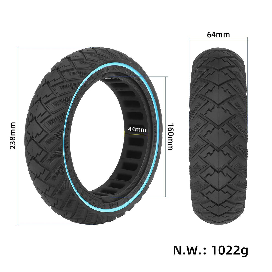 ULIP 60/65-6.9 solid honeycomb scooter tyre showing dimensions, 238mm diameter and 64mm width.