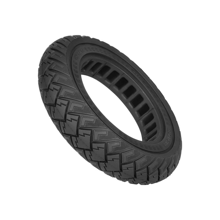 Perspective view of Ulip puncture-proof 10x2.125 solid electric scooter tyre with hollow-core design.