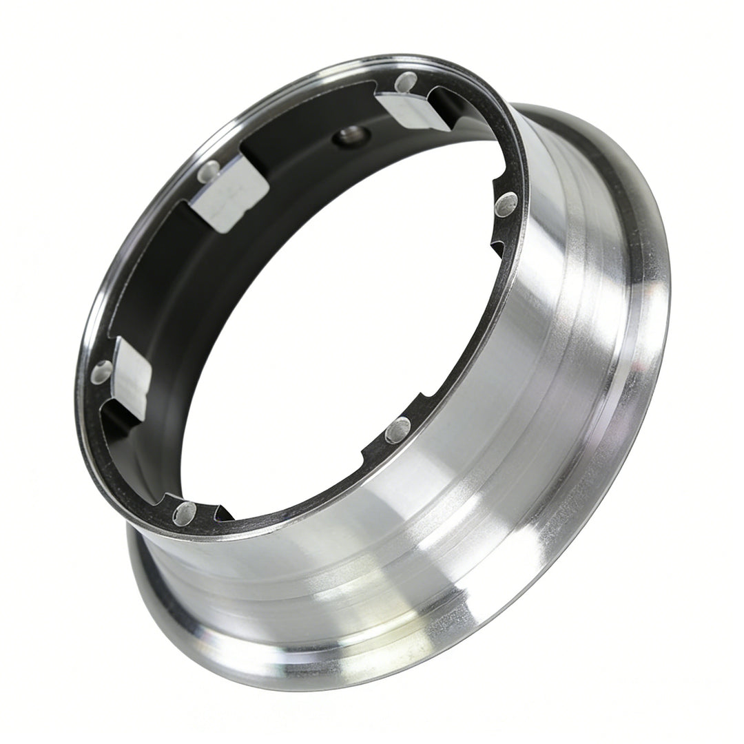 CNC-machined aluminium motor hub rim for VSETT 11+ electric scooter OEM replacement.