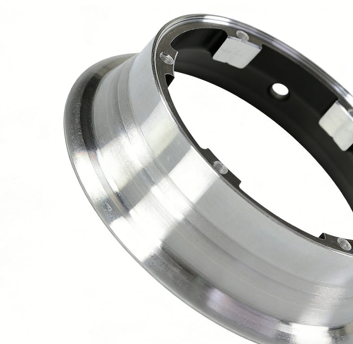 Close-up detail of genuine aluminium motor hub ring for VSETT 11+ electric scooter.