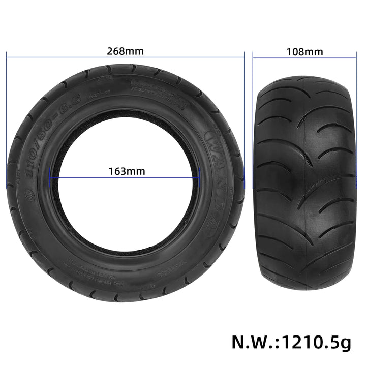 Wanda tyre diagram showing 268 mm outside diameter, 163 mm inside diameter and 108 mm width