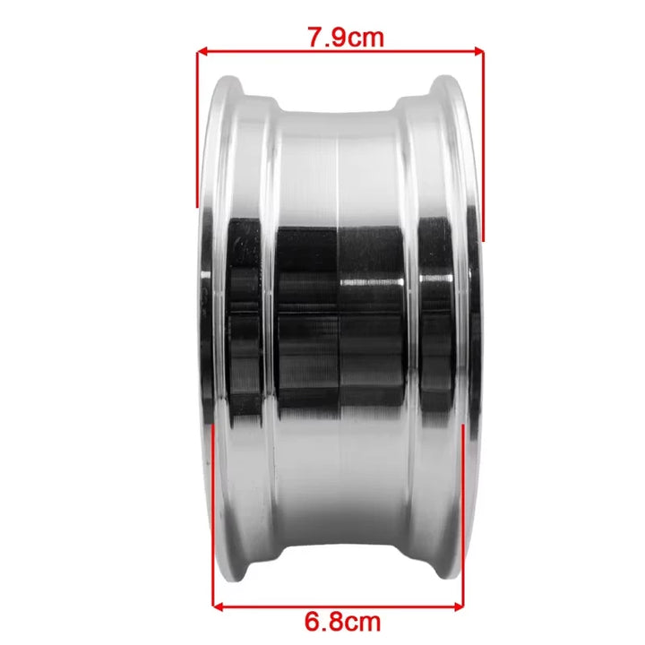 Marked dimensions of the genuine Dualtron 11 inch tubeless wheel rim 6.5 inch, showing a hub rim outer width of 7.9cm.