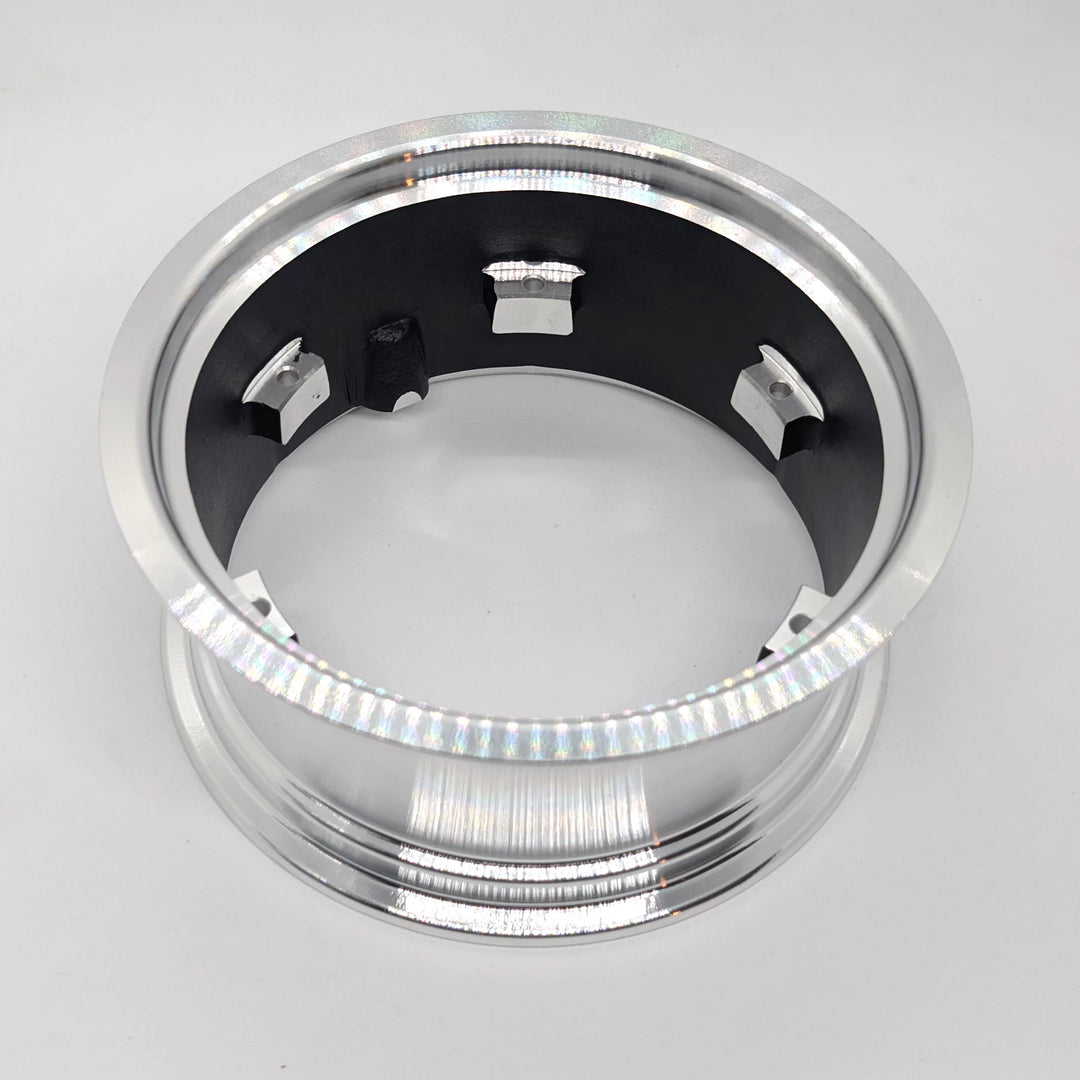 Angled view of genuine Dualtron wheel rim showing the internal mounting points