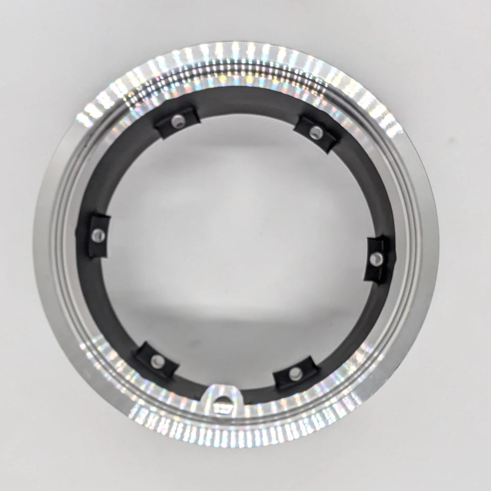 Top view of Dualtron Thunder 11 inch tubeless wheel hub rim, showing valve hole.