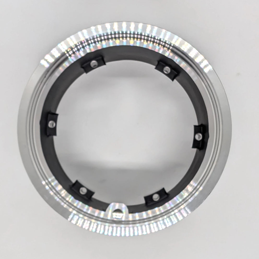 Top view of Dualtron Thunder 11 inch tubeless wheel hub rim, showing valve hole.