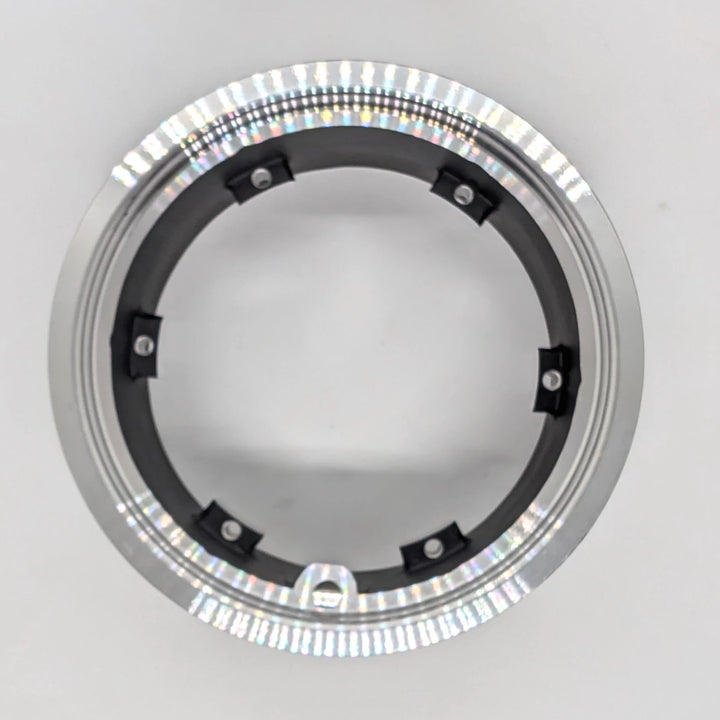 Top view of Dualtron Thunder 11 inch tubeless wheel hub rim, showing valve hole.