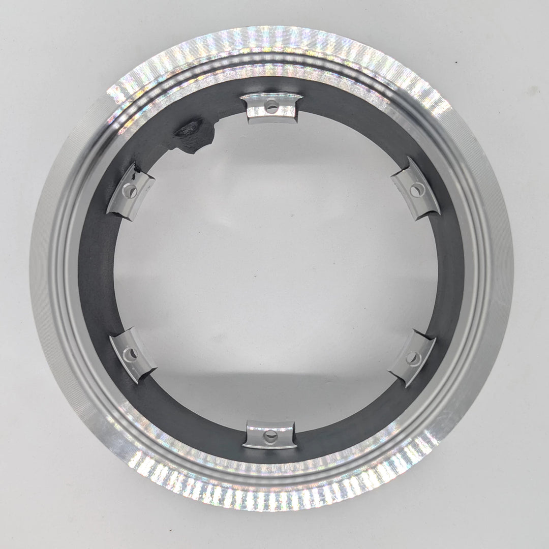 Mounting side view of Genuine Dualtron 11 inch tubeless wheel rim 6.5 inch showing internal mounting points