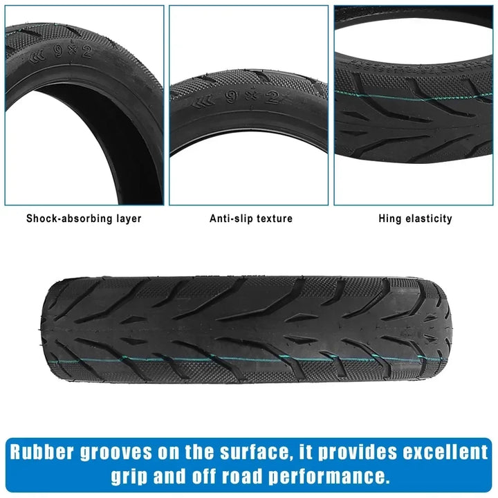 Grip and anti-slip tread features of Xiaomi M365 tubeless self-healing tyre