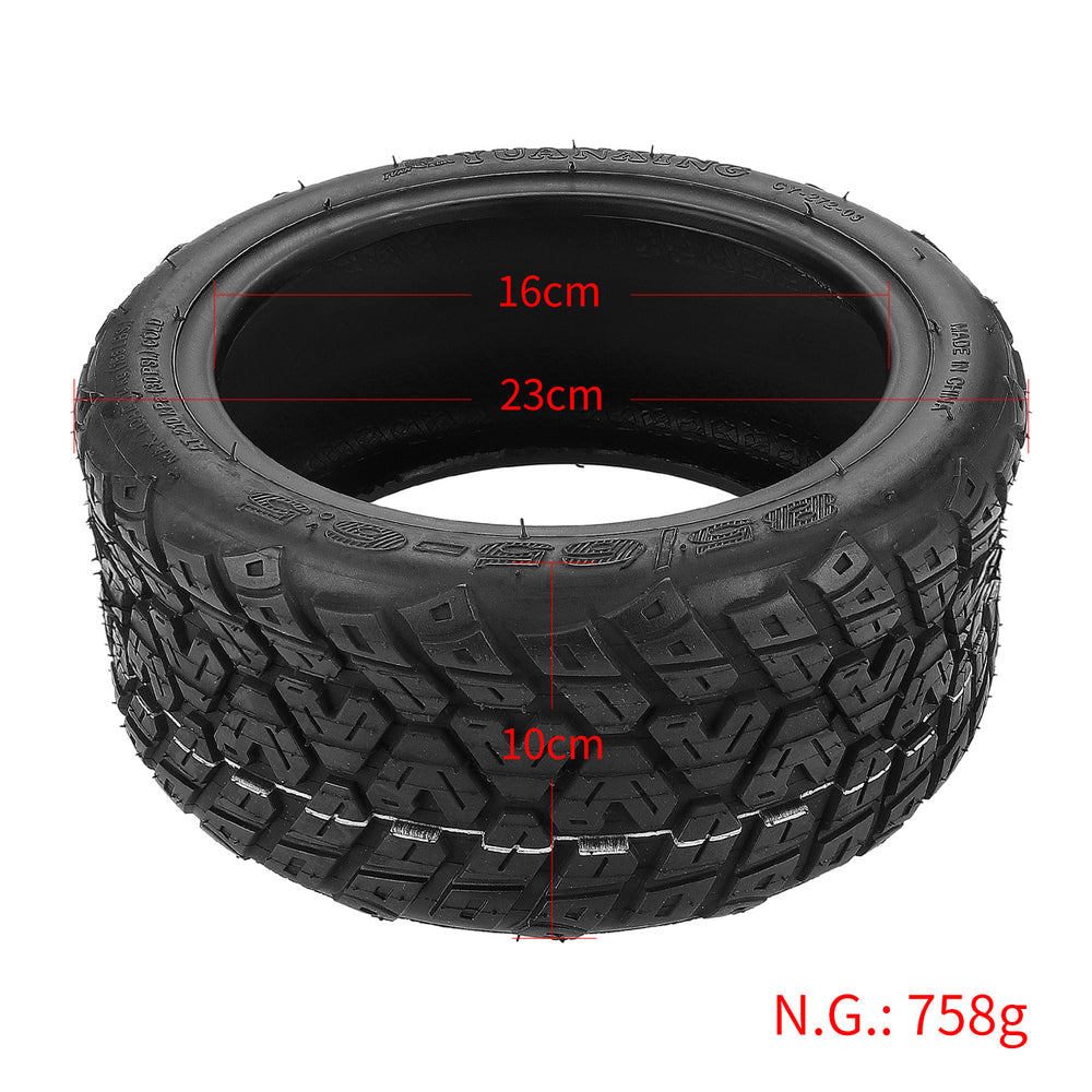 Yuanxing 85/65-6.5 tubeless tyre with dimensions for Ninebot Mini and Kugoo G-Booster.