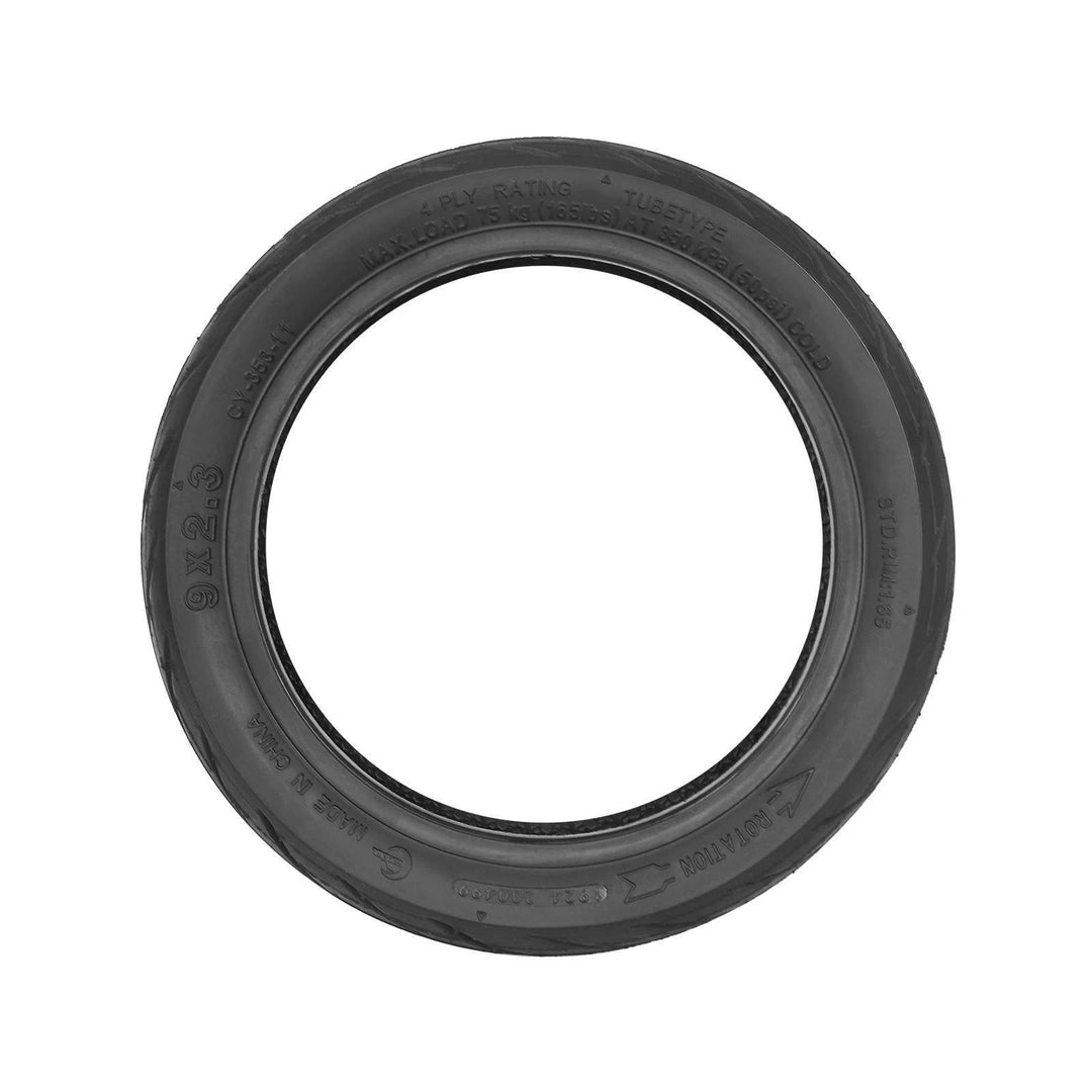 Yuanxing 9x2.3 tyre sidewall showing tube-type and 4PR markings