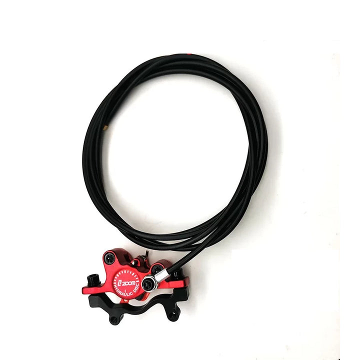 Zoom right hand mount rear hydraulic 2-piston brake caliper with 2200mm hose and 90-degree fitting.