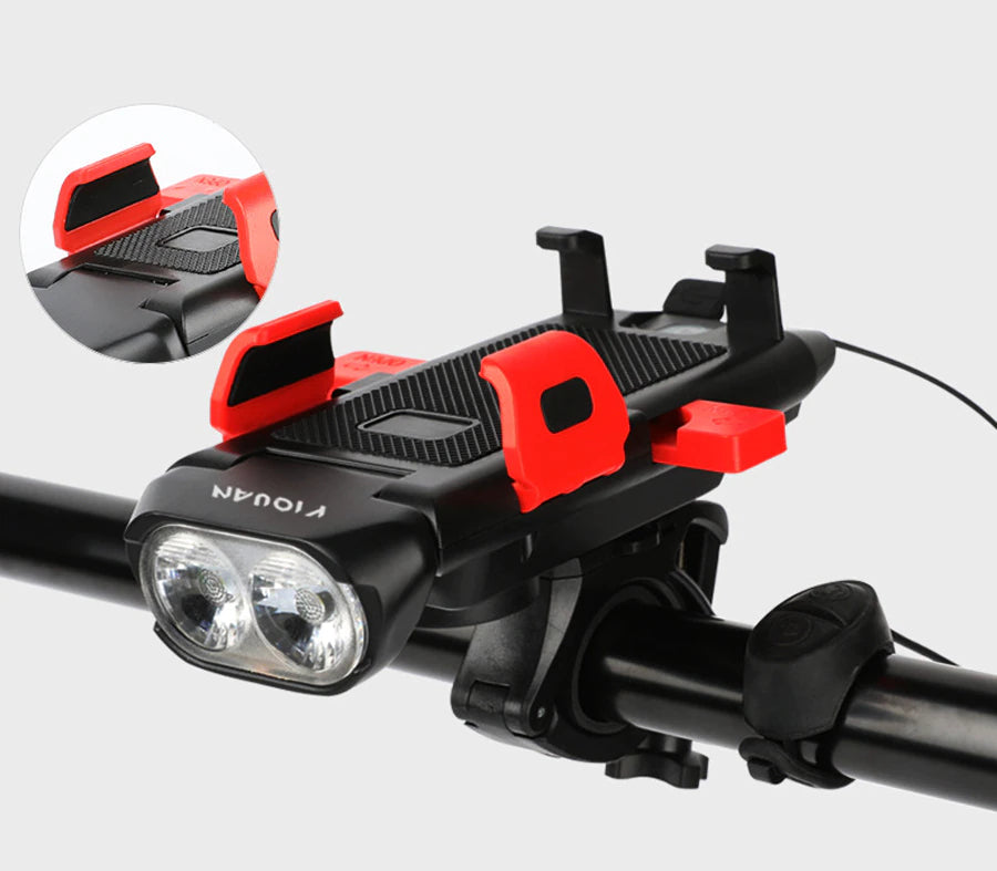 4 in 1 Bike Light plus Phone Holder plus Power Bank plus Horn