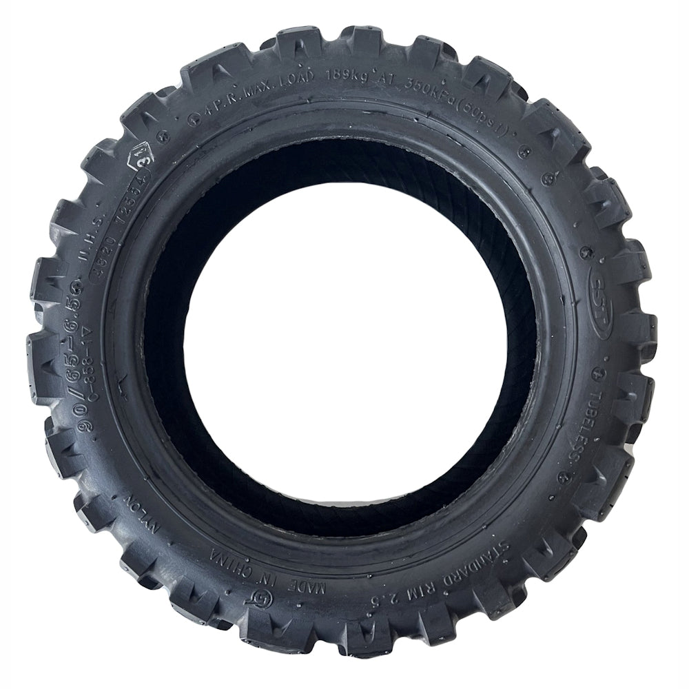 A side profile view of an 11 Inch CST 90/65-6.5 Off Road Tyre for electric scooters, rugged tread for off-road terrain, suitable for NAMI Burn-E and similar models.