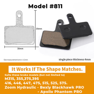 Model 811 Brake Pads - Dimensions and compatibility