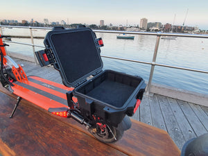 EMOVE Cruiser with Storage Case fitted and opens to Rear - St Kilda Pier, Melbourne, Victoria