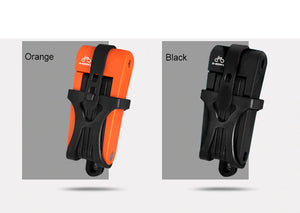 Anti-Theft INBIKE Folding Hydraulic Pressure Stainless Steel (Rubber Coated) Lock - Black and Orange Colour Options