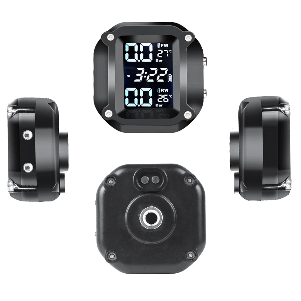 Front, rear and both side views of the Tyre pressure monitoring system